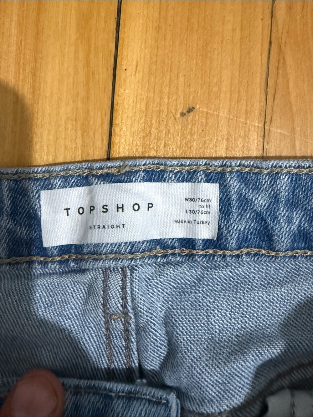 Topshop Men's Straight Jeans in Light Blue Wash